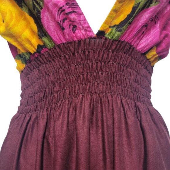 Halter Colorful Dress Summer Halter Dress in Pink Orange and Maroon Floral Print - Picture 4 of 15